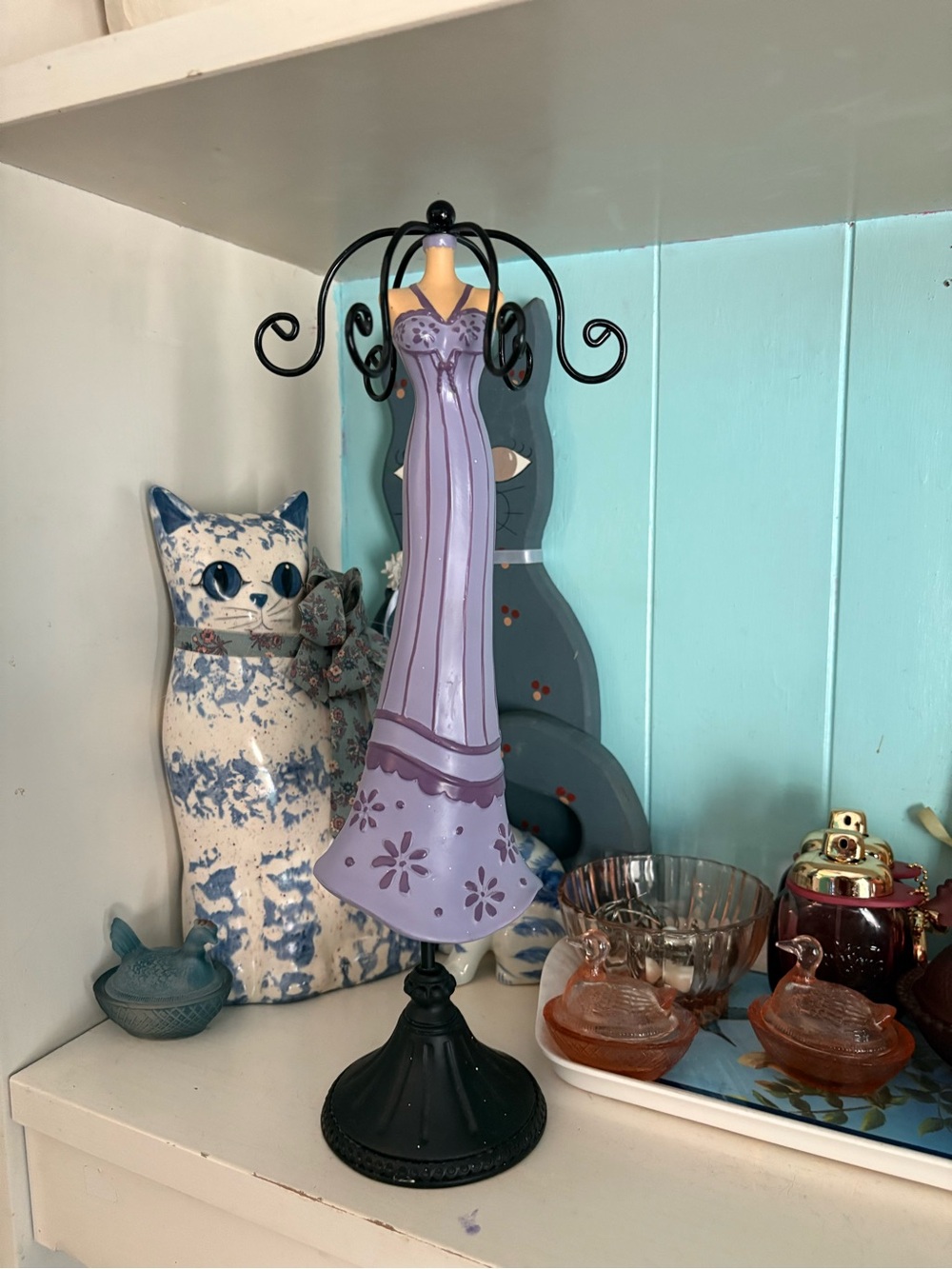 Y2K 2000s Chic Lavender Dress Mannequin Jewelry Holder Organizer